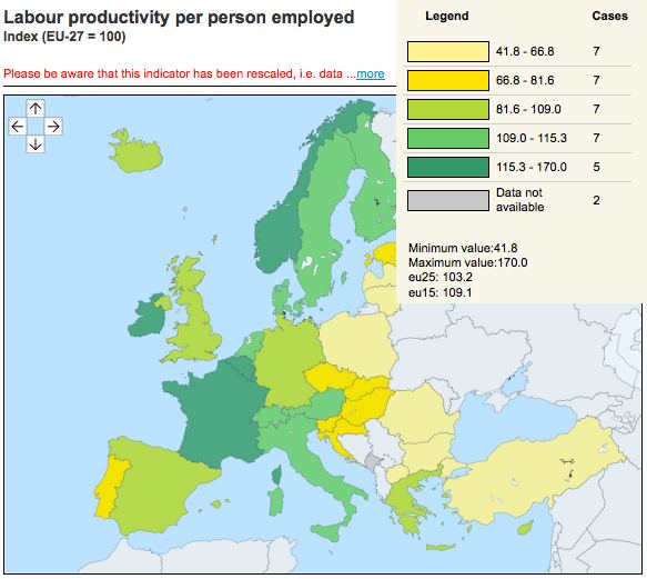 Productivity in Europe - source: Eurostat