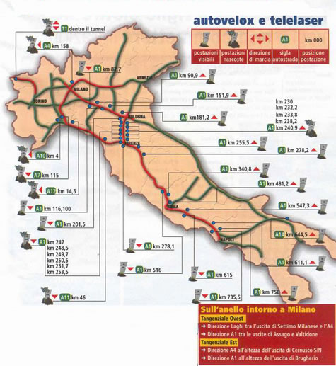 Map of Speed cameras in Italy