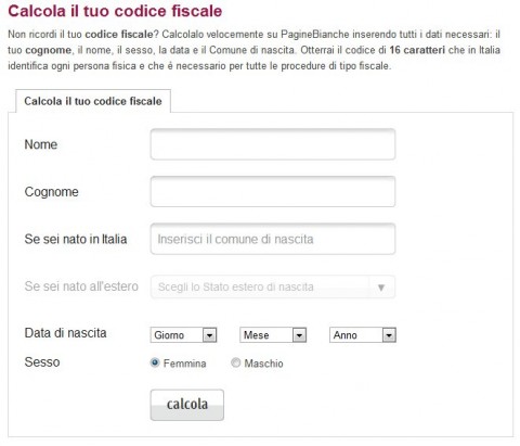 A Unofficial Italian Tax Code Calculator - by Pagine Bianche