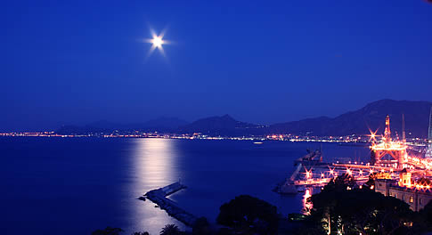 The Gulf of Palermo, Sicily, by night 