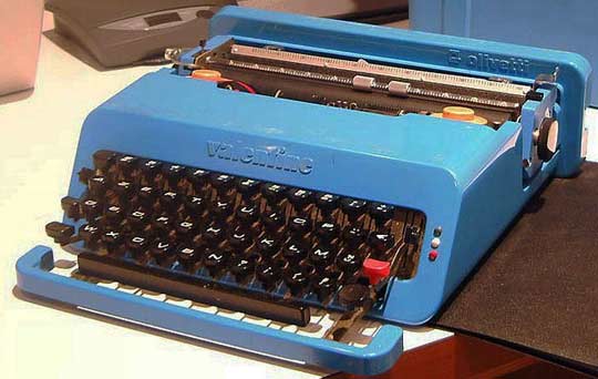 A Blue Olvietti Valentine Typewriter