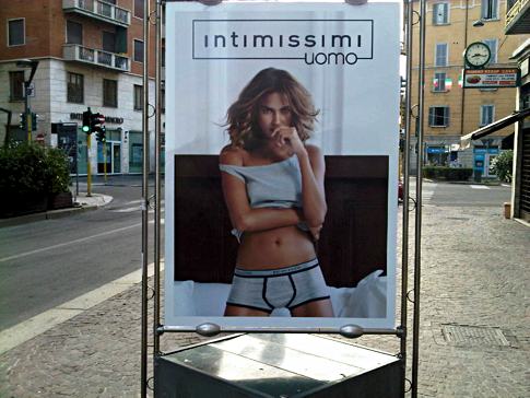 Sexy Girl Advertises Men's Underwear in Italy