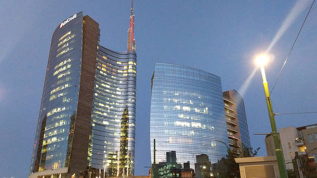 An example of Milan's architecture - The red topped UniCredit Tower